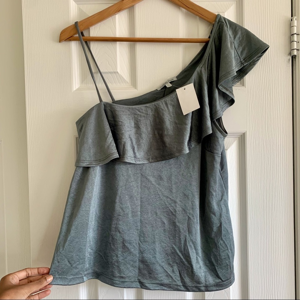 Charlotte Russe silver/grey one shoulder top